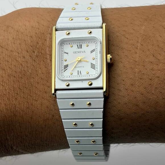 White & Gold Geneva Watch - Picture 1 of 5